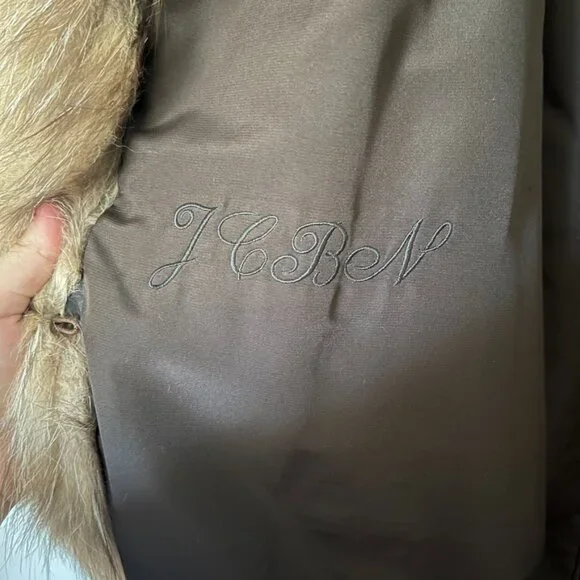 Mahogany Mink Fur Coat Size 10 Dyed Fox Tuxedo Long York Furrier Great Condition - Picture 8 of 16